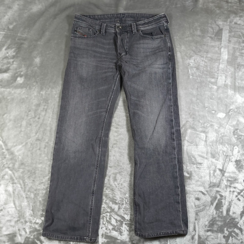 Diesel Jeans Mens 33x27 Gray Straight Leg‎ Denim Italy Casual Stretch Faded
